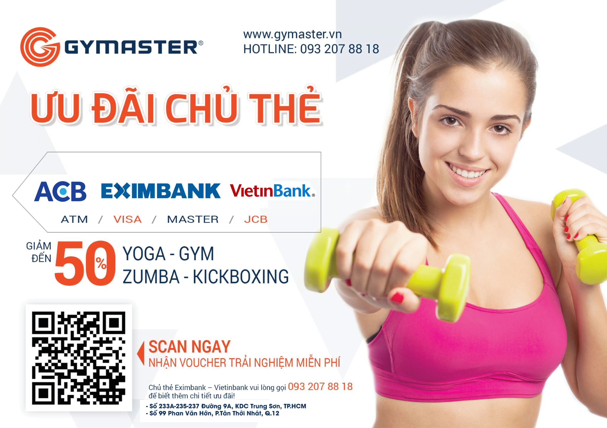 ĐẶC QUYỀN CỦA CHỦ THẺ EXIMBANK - VIETINBANK - ACB KHI ĐẾN VỚI GYMASTER 1