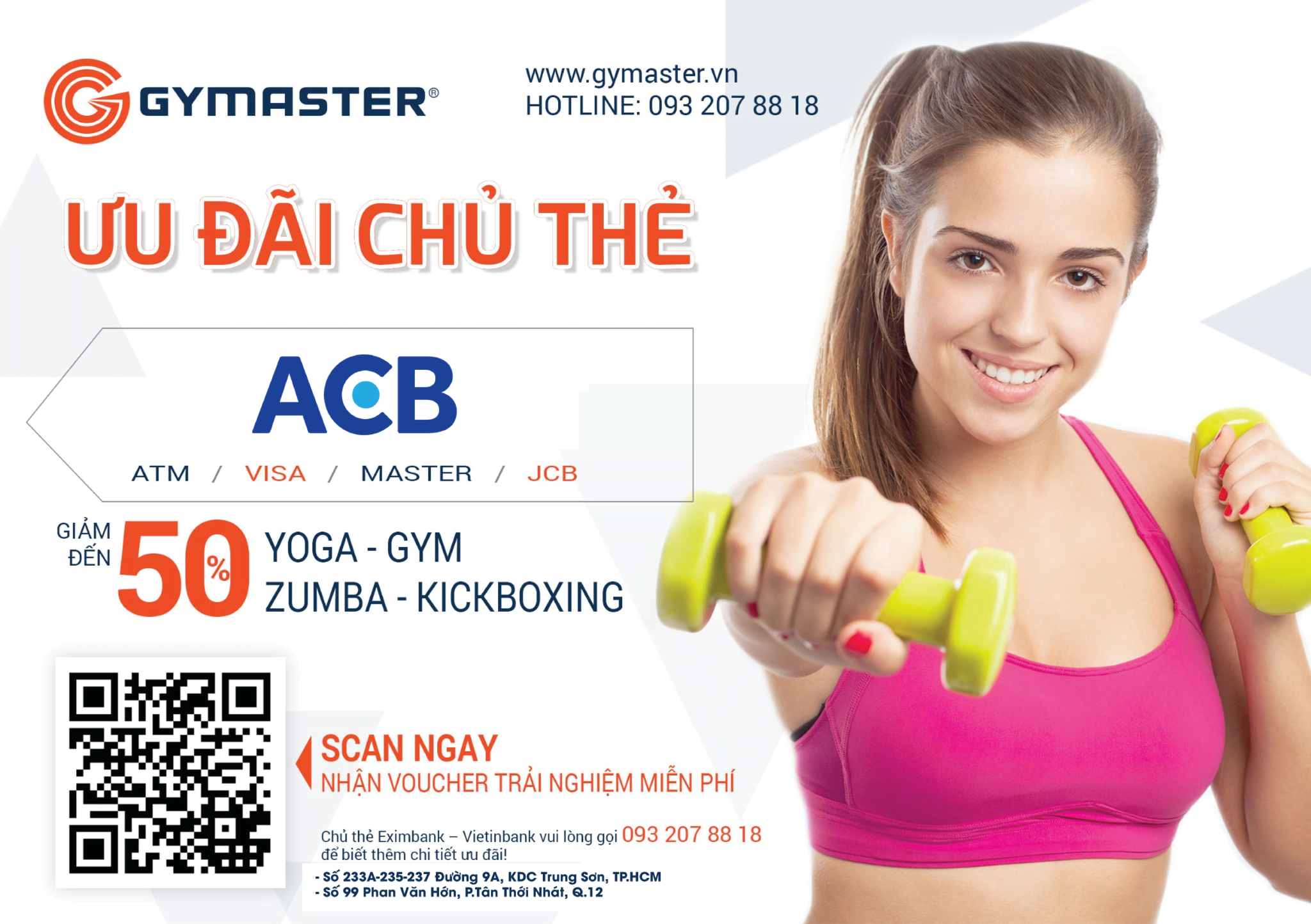 ĐẶC QUYỀN CỦA CHỦ THẺ EXIMBANK - VIETINBANK - ACB KHI ĐẾN VỚI GYMASTER 4