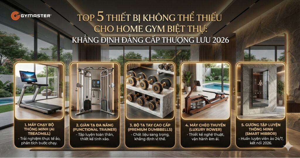 Top 5 Thiết Bị Không Thể Thiếu Cho Home Gym Biệt Thự: Khẳng Định Đẳng Cấp Thượng Lưu 2026 1 home gym biệt thự
