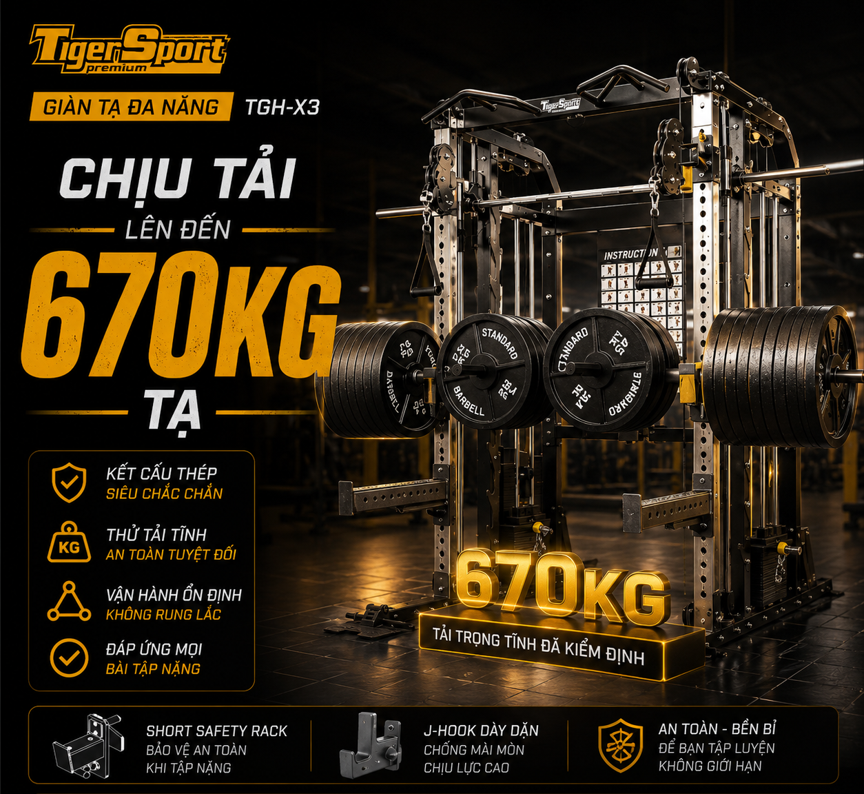 GIÀN TẠ ĐA NĂNG TIGER SPORT TGH-X3 5 GIÀN TẠ ĐA NĂNG TIGER SPORT TGH-X3 9