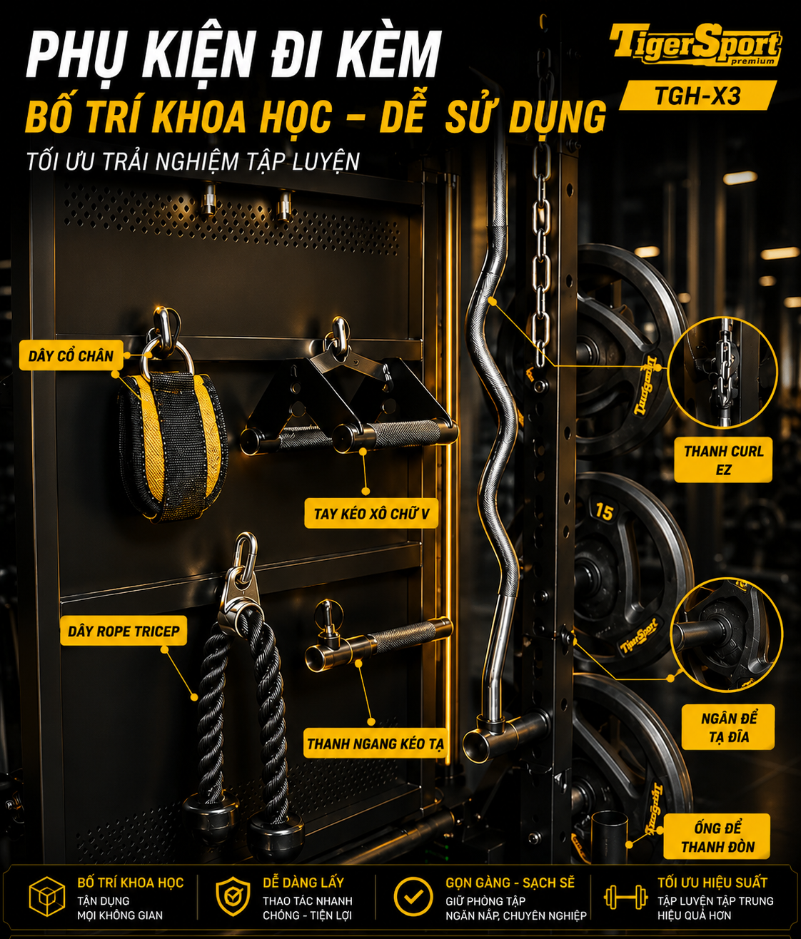 GIÀN TẠ ĐA NĂNG TIGER SPORT TGH-X3 15 GIÀN TẠ ĐA NĂNG TIGER SPORT TGH-X3 19