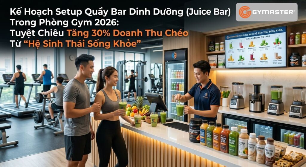 Setup Quầy Bar Dinh Dưỡng (Juice Bar) Trong Phòng Gym 2026: Tuyệt Chiêu Tăng 30% Doanh Thu Chéo Từ "Hệ Sinh Thái Sống Khỏe" 1
