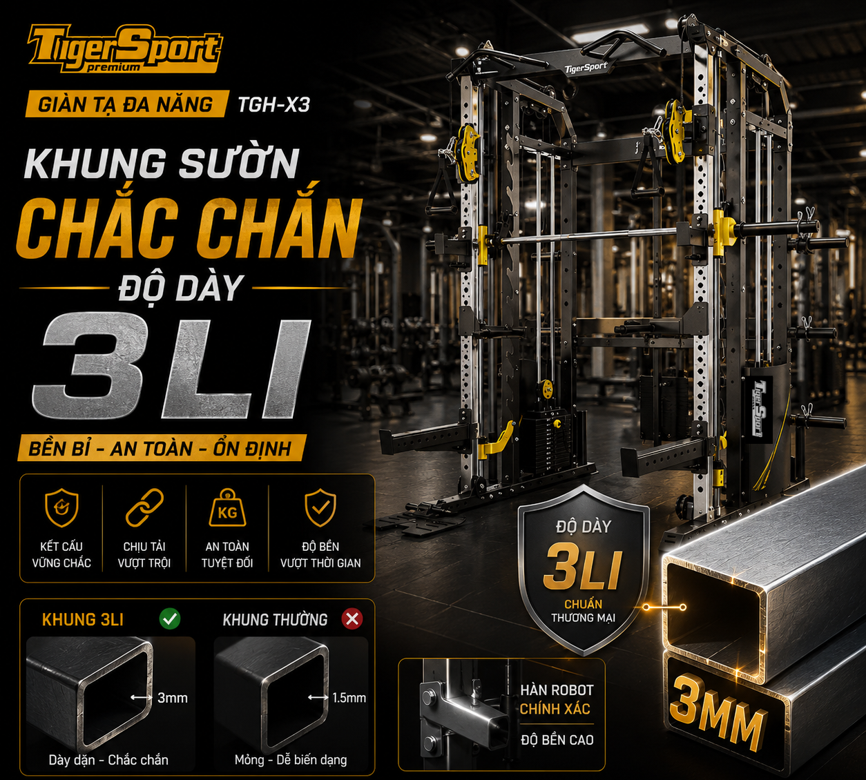 GIÀN TẠ ĐA NĂNG TIGER SPORT TGH-X3 18