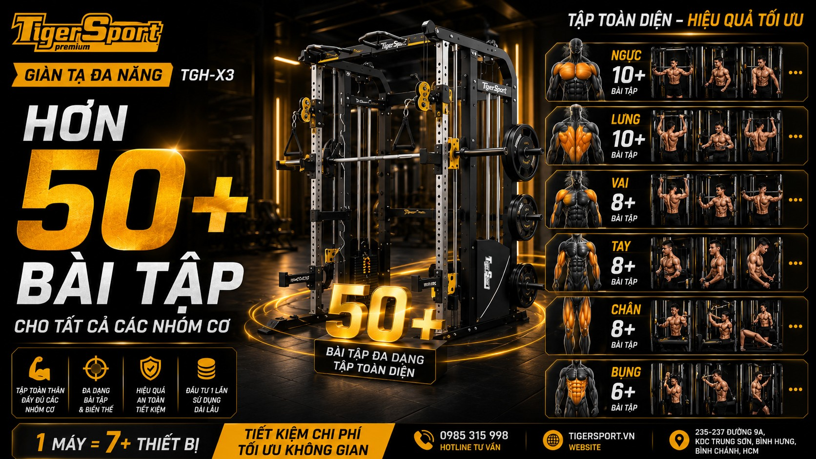 GIÀN TẠ ĐA NĂNG TIGER SPORT TGH-X3 6 GIÀN TẠ ĐA NĂNG TIGER SPORT TGH-X3 10