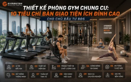 Phòng gym chung cư hiện đại, sang trọng với cư dân đang tập luyện vui vẻ, nâng tầm giá trị bất động sản.