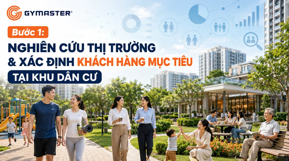 Nhóm cư dân đa dạng trong khu dân cư, thể hiện việc nghiên cứu thị trường và xác định khách hàng mục tiêu khi mở phòng gym khu dân cư.