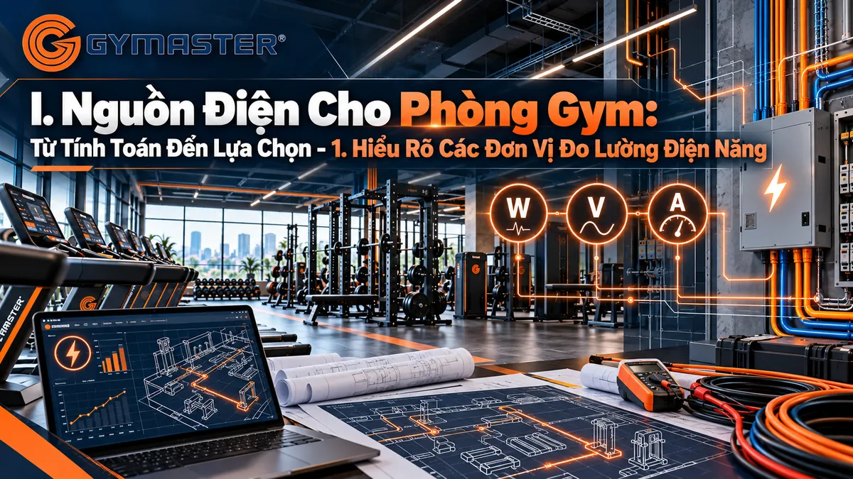 Phòng Gym Cần Nguồn Điện Bao Nhiêu? Hướng Dẫn Chi Tiết A-Z Chuẩn Bị Hạ Tầng Điện & Không Gian 3 Các loại máy tập gym phổ biến (máy chạy bộ, xe đạp, giàn tạ) kèm chú thích công suất tiêu thụ điện ước tính (kW).