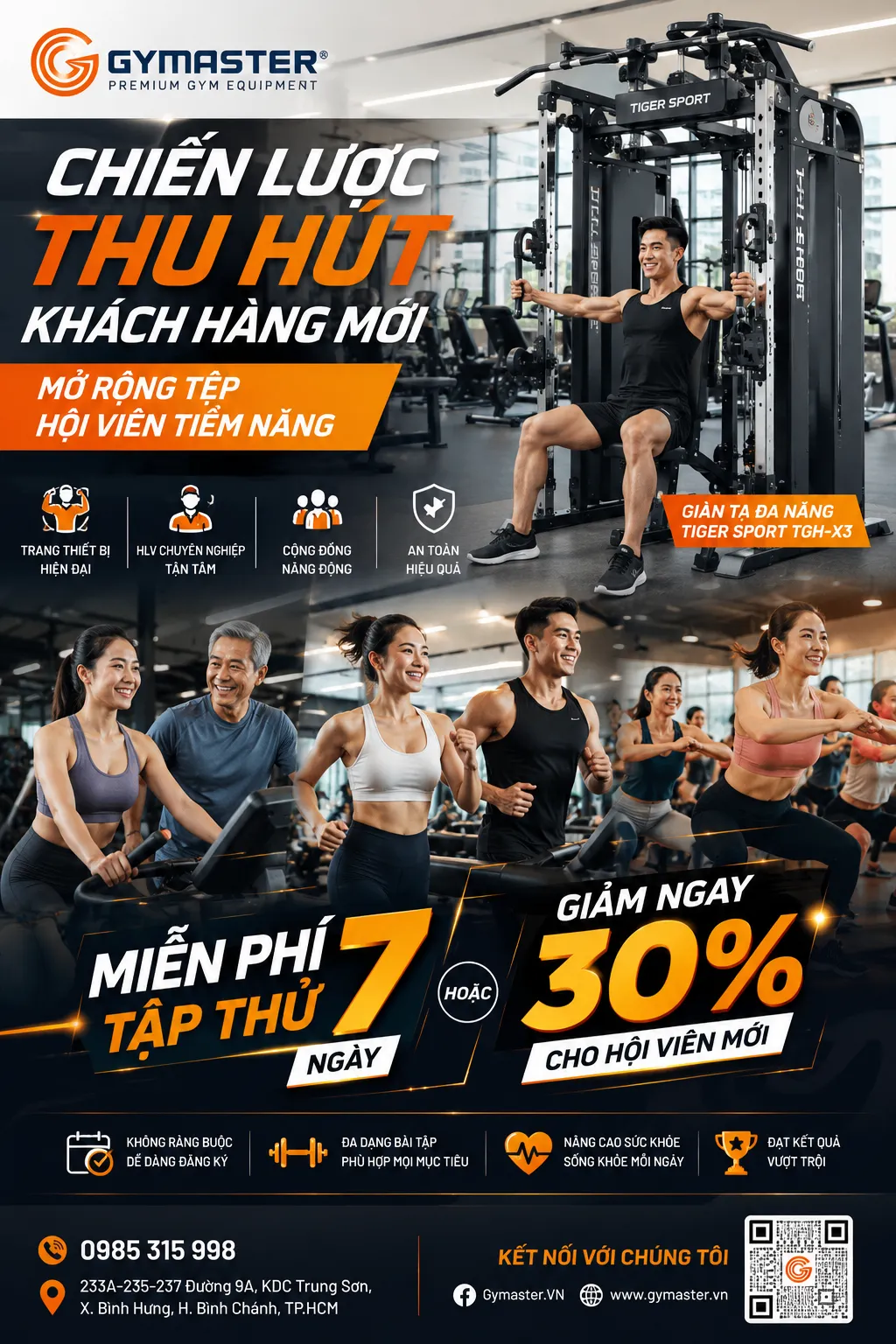 Tăng Doanh Thu Phòng Gym: 8 Chiến Lược Bứt Phá & Thu Hút Hội Viên Bền Vững 2 Quảng cáo phòng gym hấp dẫn trên mạng xã hội hoặc tờ rơi, thu hút khách hàng mới với ưu đãi đặc biệt và hình ảnh thiết bị tập luyện hiện đại.