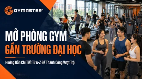 Phòng gym hiện đại với sinh viên đại học đang tập luyện, minh họa mở phòng gym gần trường đại học