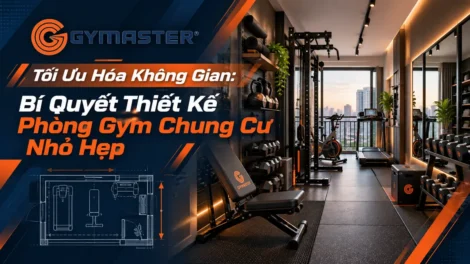 Phòng gym chung cư nhỏ tối ưu không gian với gương lớn và kệ treo tường thông minh, thiết bị tập luyện gọn gàng.